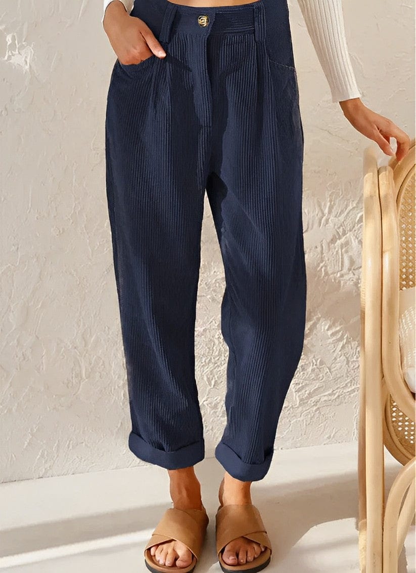 Elegante Damen-Cordhose mit hoher Taille und schmalem Schnitt