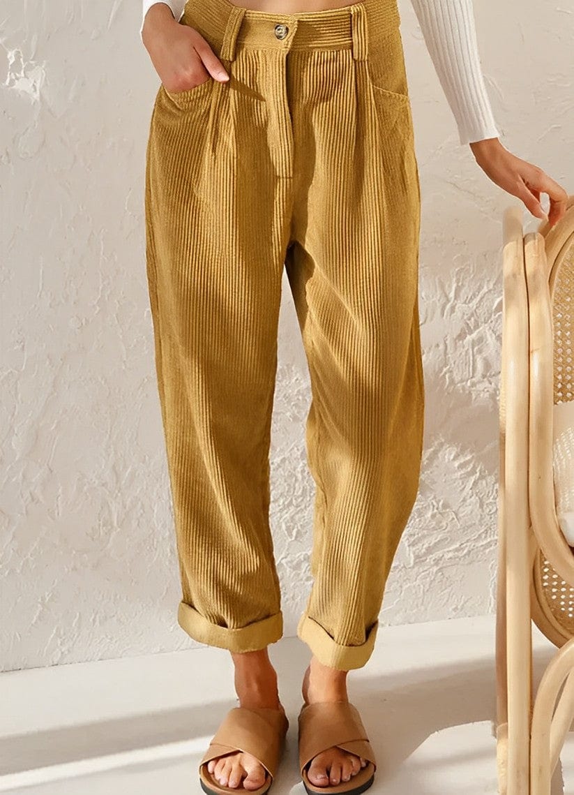 Elegante Damen-Cordhose mit hoher Taille und schmalem Schnitt