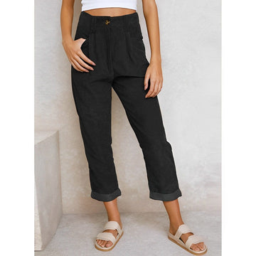 Elegante Damen-Cordhose mit hoher Taille und schmalem Schnitt