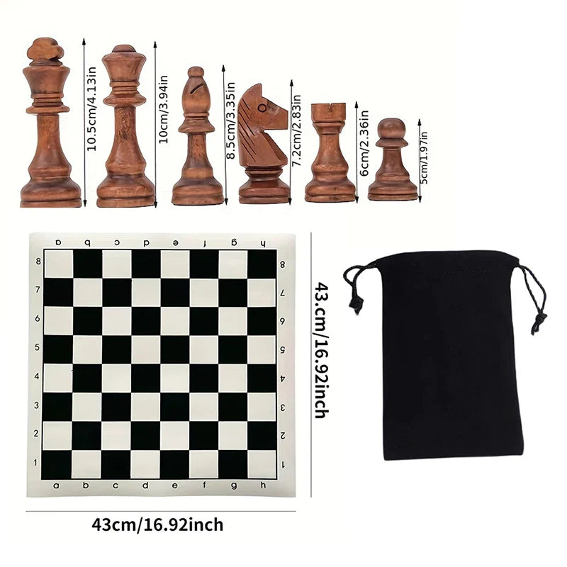 Ardentor sada šachových figurek ze dřeva – 32 dílů, ručně vyrobené a klasický design
