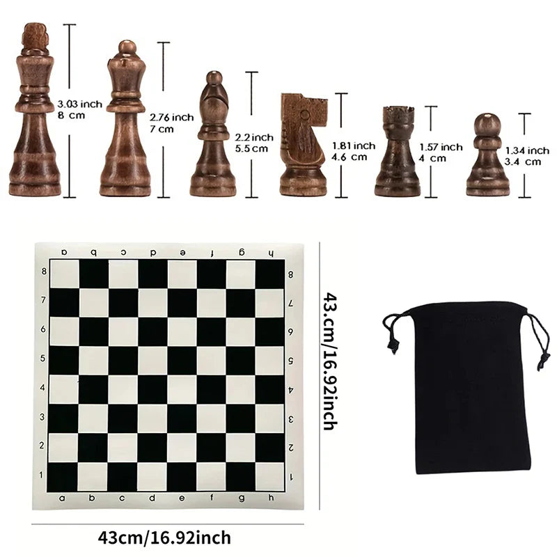 Ardentor sada šachových figurek ze dřeva – 32 dílů, ručně vyrobené a klasický design