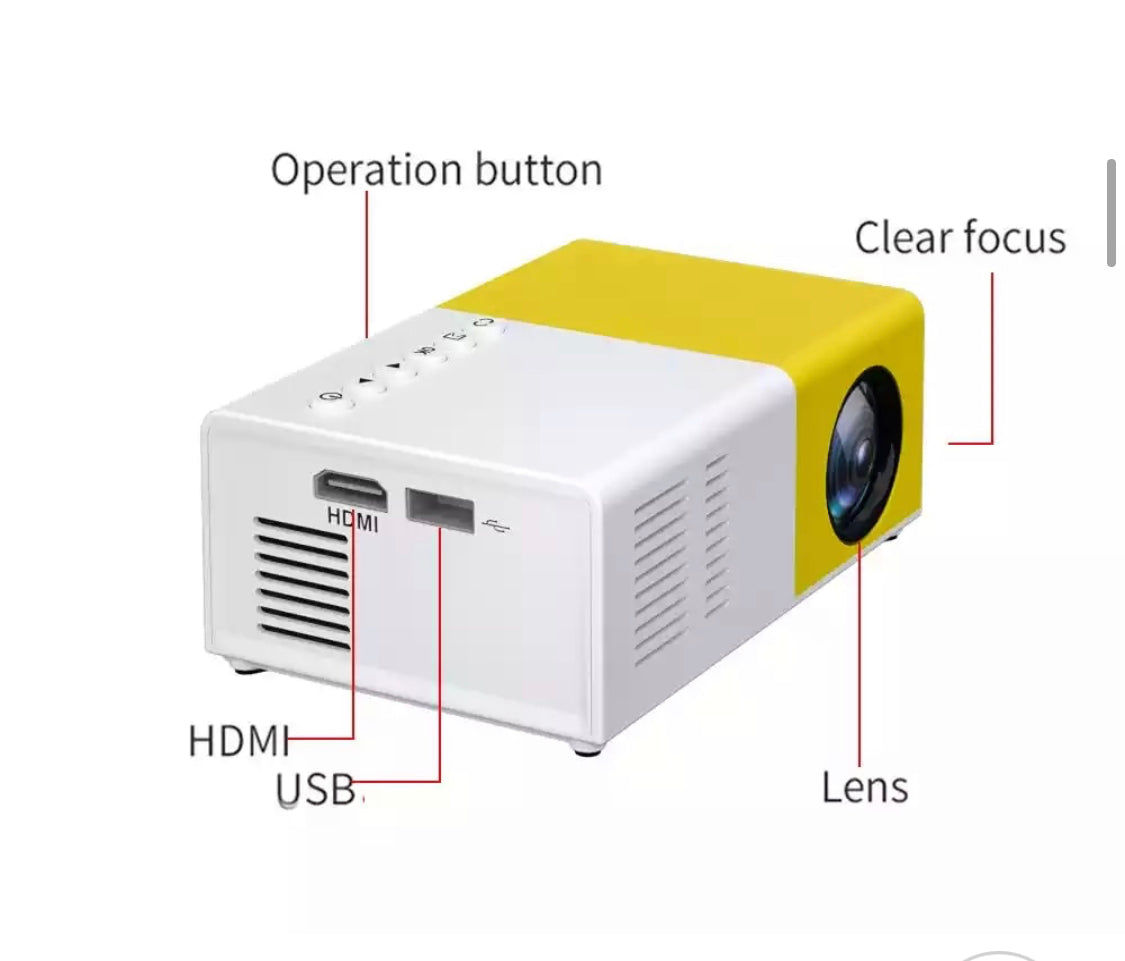 Devako HD Mini-Projektor - 1080P HD, 1000 Lumen, flere tilslutninger, fjernbetjening inkluderet