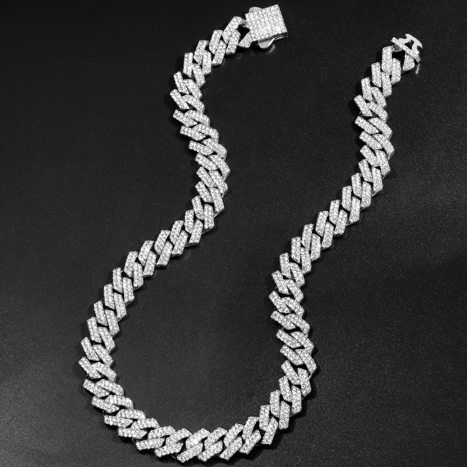 Luminor – Isbelagt cubansk kæde 14mm med rhombus-diamanter – Unisex hiphop