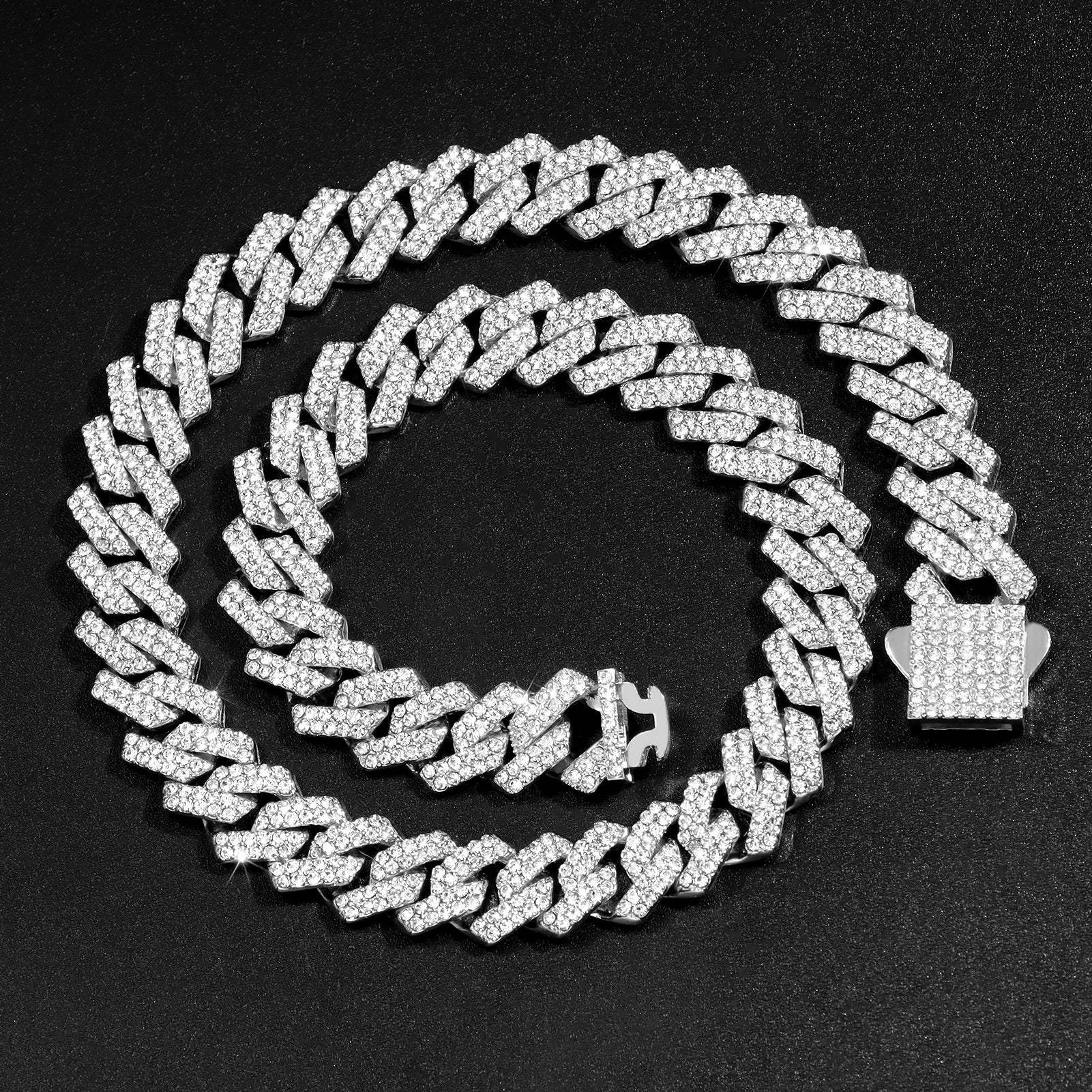 Luminor – Isbelagt cubansk kæde 14mm med rhombus-diamanter – Unisex hiphop
