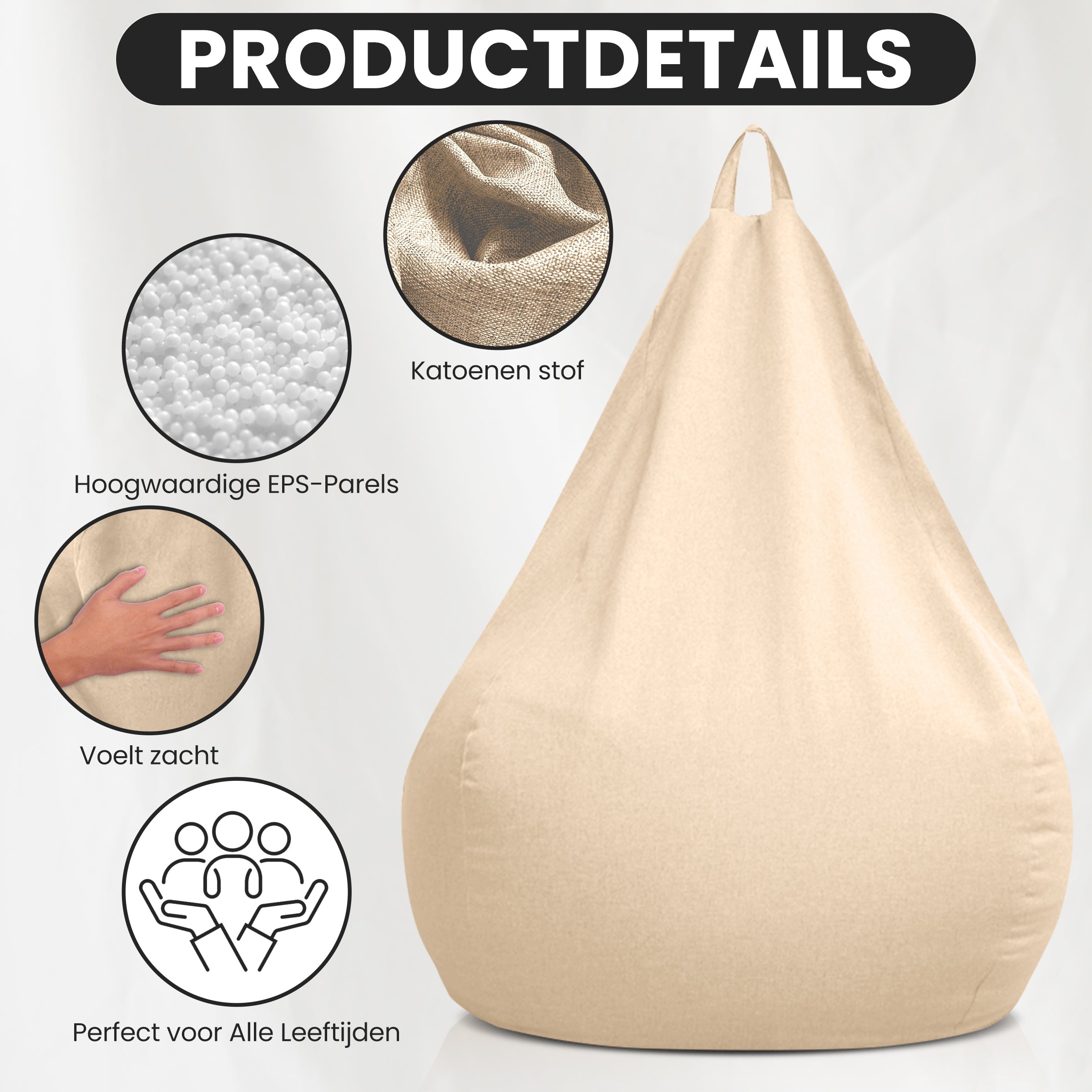 Linumo – Sitzsack Leinen ergonomisch – ideal für Zuhause