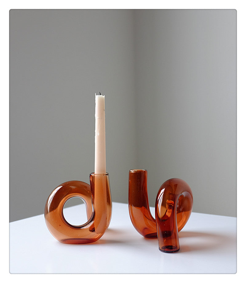 Lunavo – Hydroponisk vase & lysestage i glas i loop-design