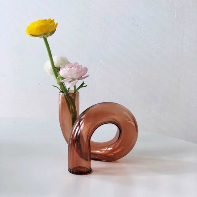 Lunavo – Hydroponisk vase & lysestage i glas i loop-design