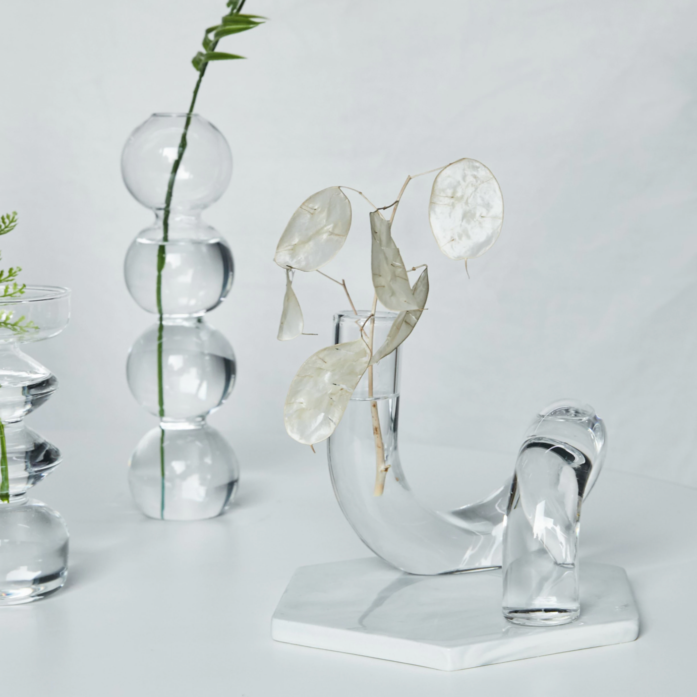 Lunavo – Hydroponisk vase & lysestage i glas i loop-design