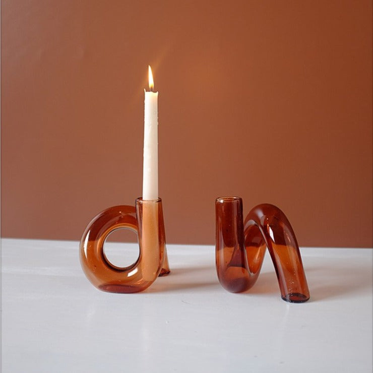 Lunavo – Hydroponisk vase & lysestage i glas i loop-design