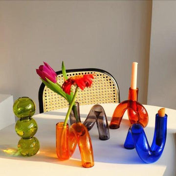 Lunavo – Hydroponisk vase & lysestage i glas i loop-design