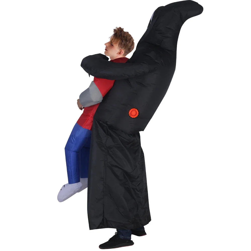 PhantomWear – Aufblasbares Kostüm mit Schwarzer Robe und Geistermaske
