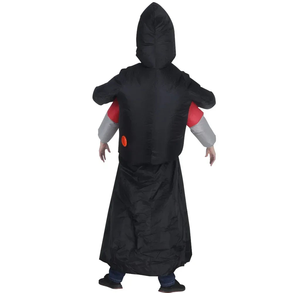 PhantomWear – Aufblasbares Kostüm mit Schwarzer Robe und Geistermaske