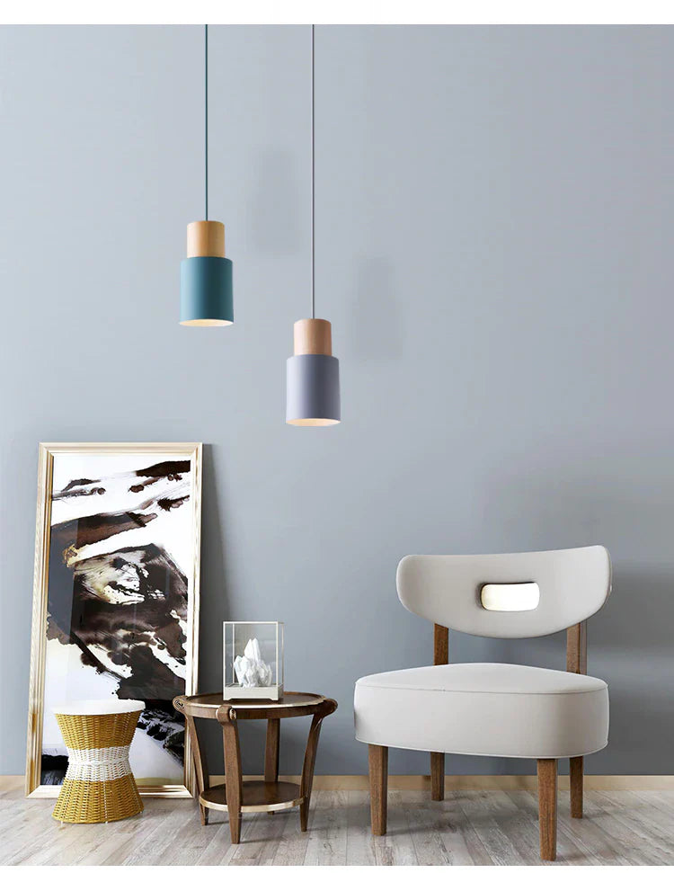 Suspension cylindrique en bois et métal Ingrid