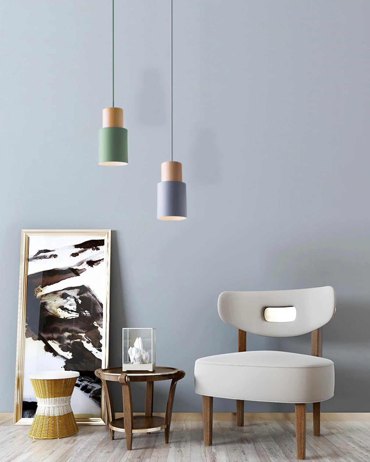 Suspension cylindrique en bois et métal Ingrid