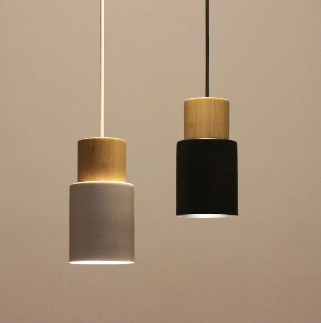 Suspension cylindrique en bois et métal Ingrid
