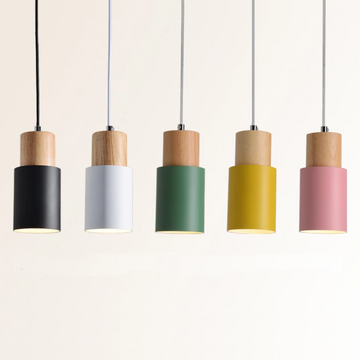 Suspension cylindrique en bois et métal Ingrid