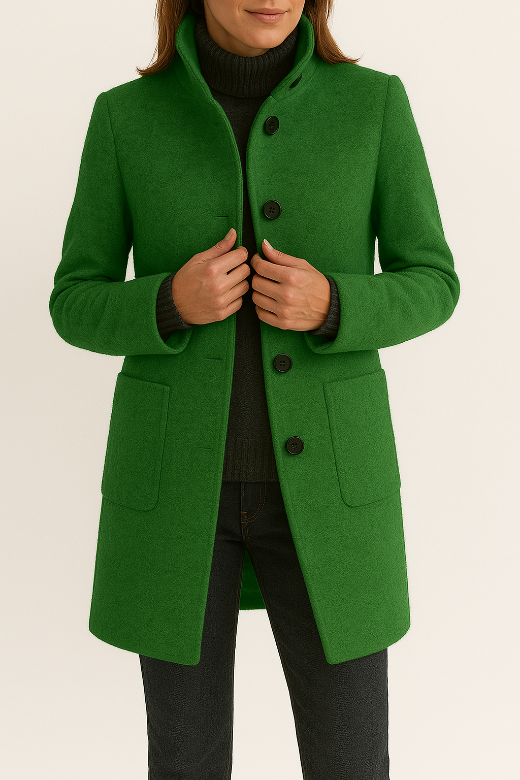 Eleganter Damenmantel aus Polyester mit stilvollem Kragen