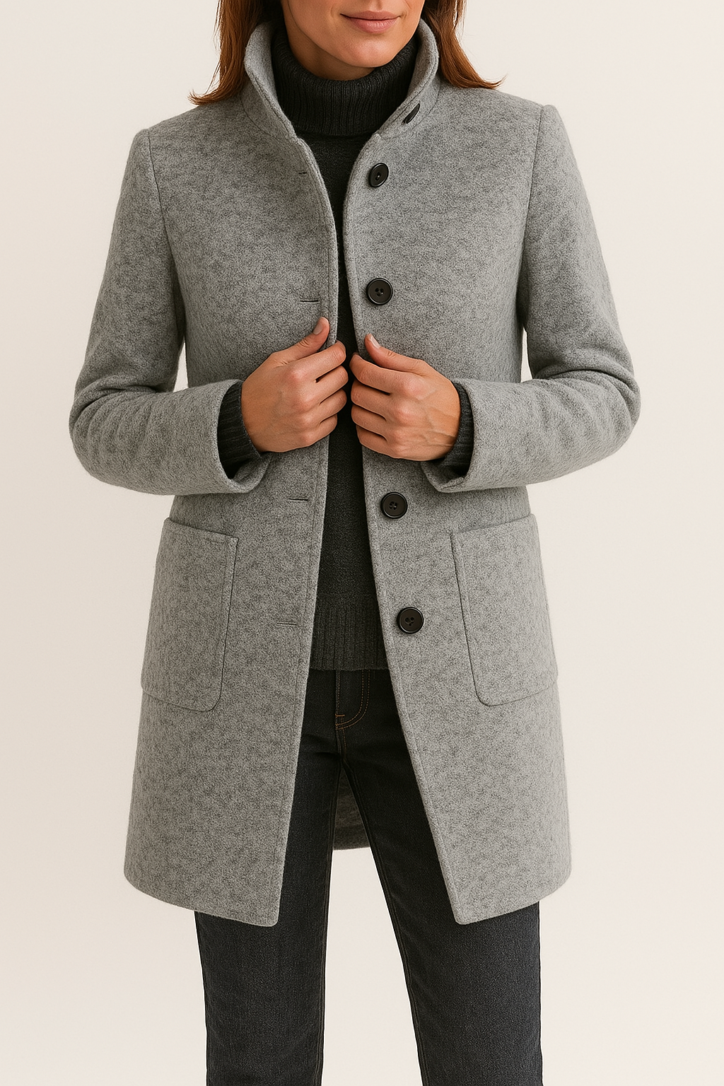 Eleganter Damenmantel aus Polyester mit stilvollem Kragen
