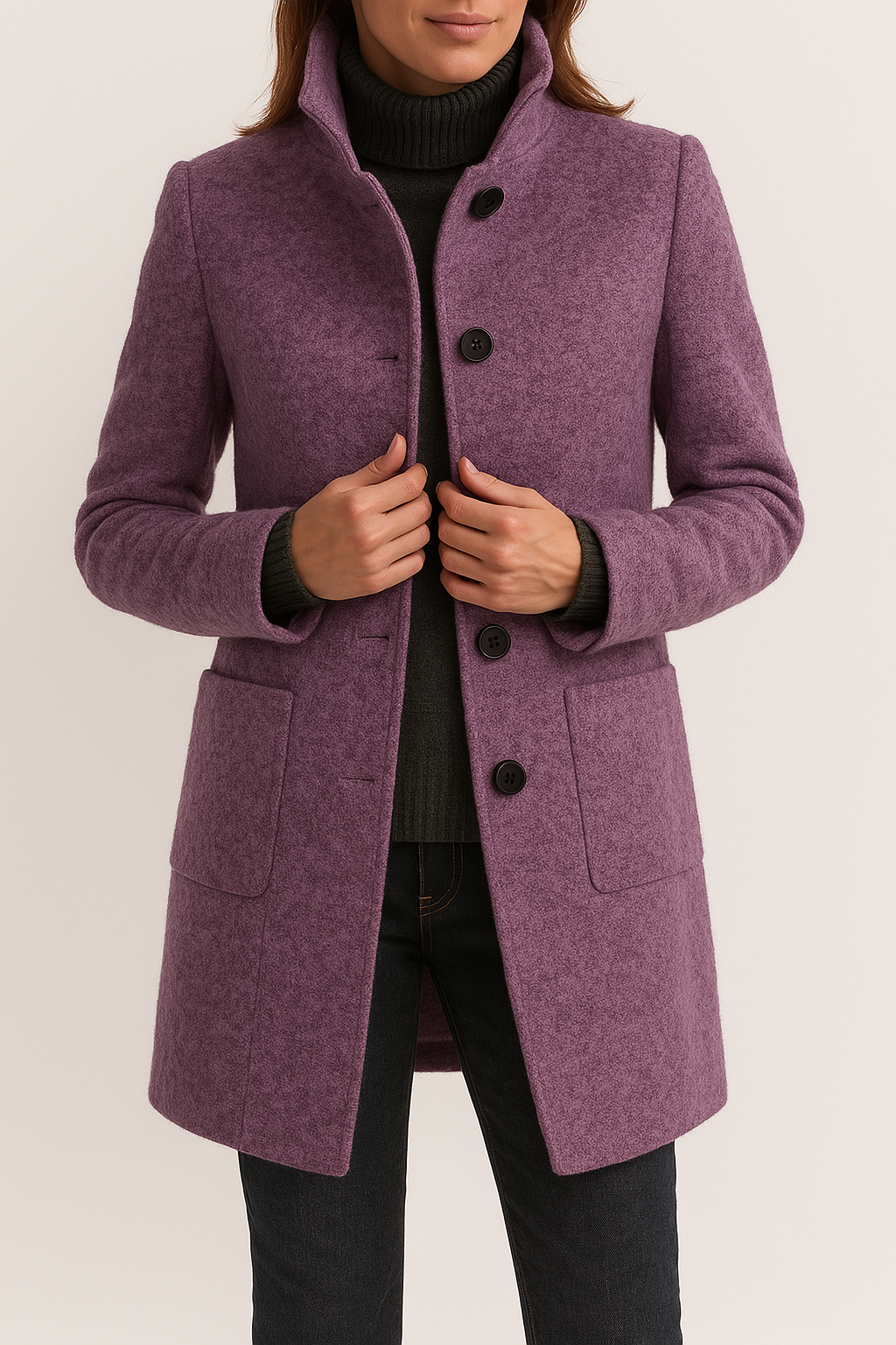 Eleganter Damenmantel aus Polyester mit stilvollem Kragen
