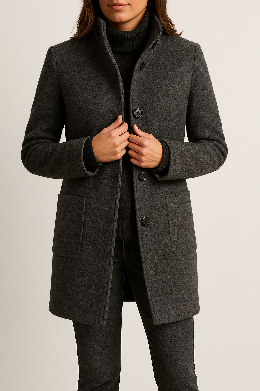 Eleganter Damenmantel aus Polyester mit stilvollem Kragen