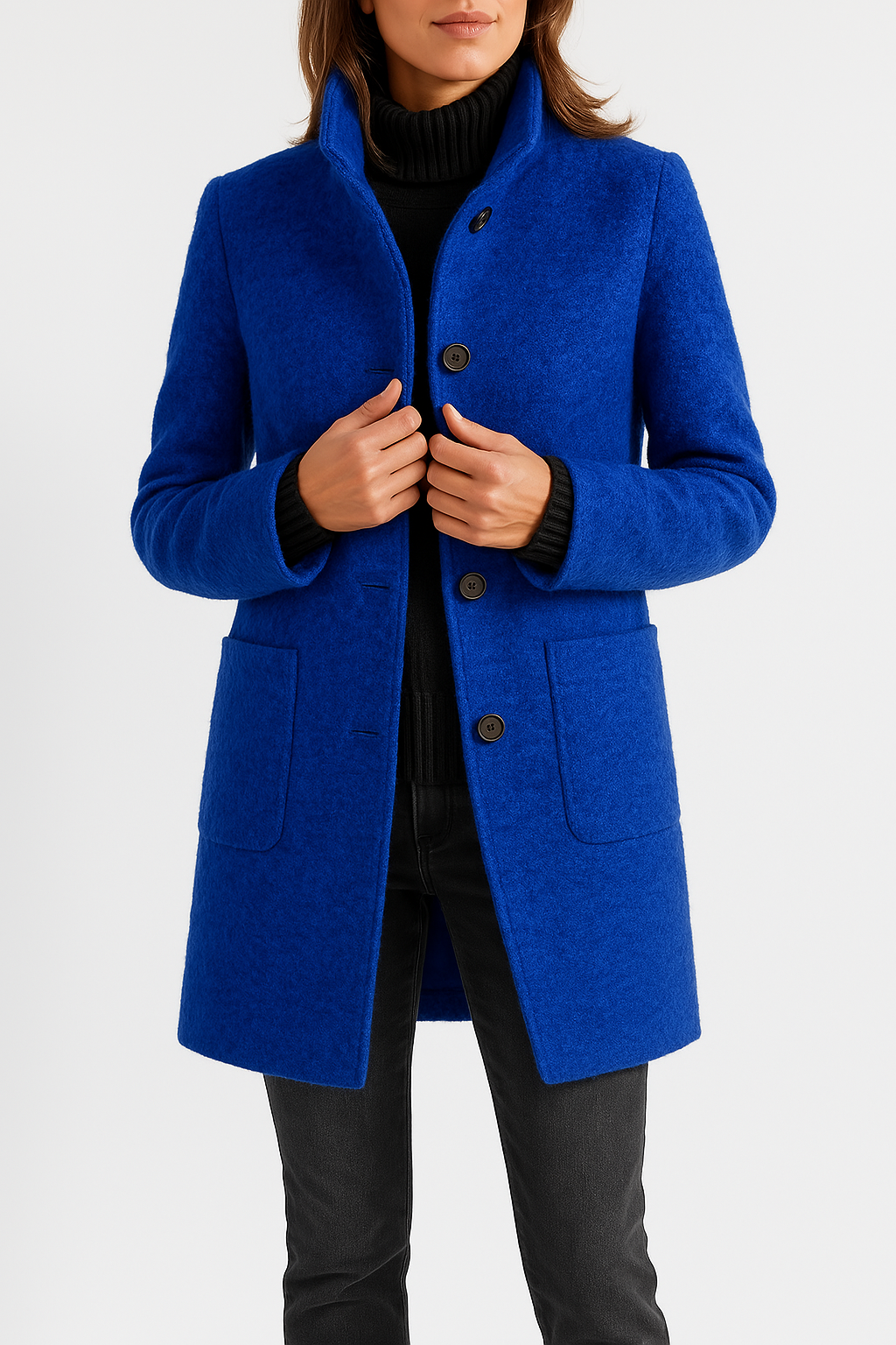 Eleganter Damenmantel aus Polyester mit stilvollem Kragen