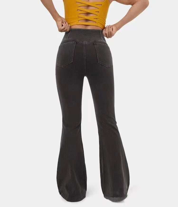 Stretch-Jeans Damen mit hoher Taille & ausgestelltem Bein