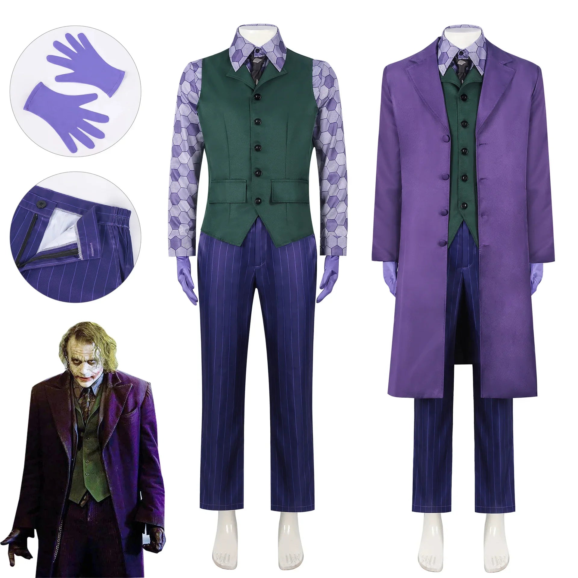 MaskeradeX – Clown Kostüm Erwachsene – Komplettset mit Jacke, Weste & Krawatte