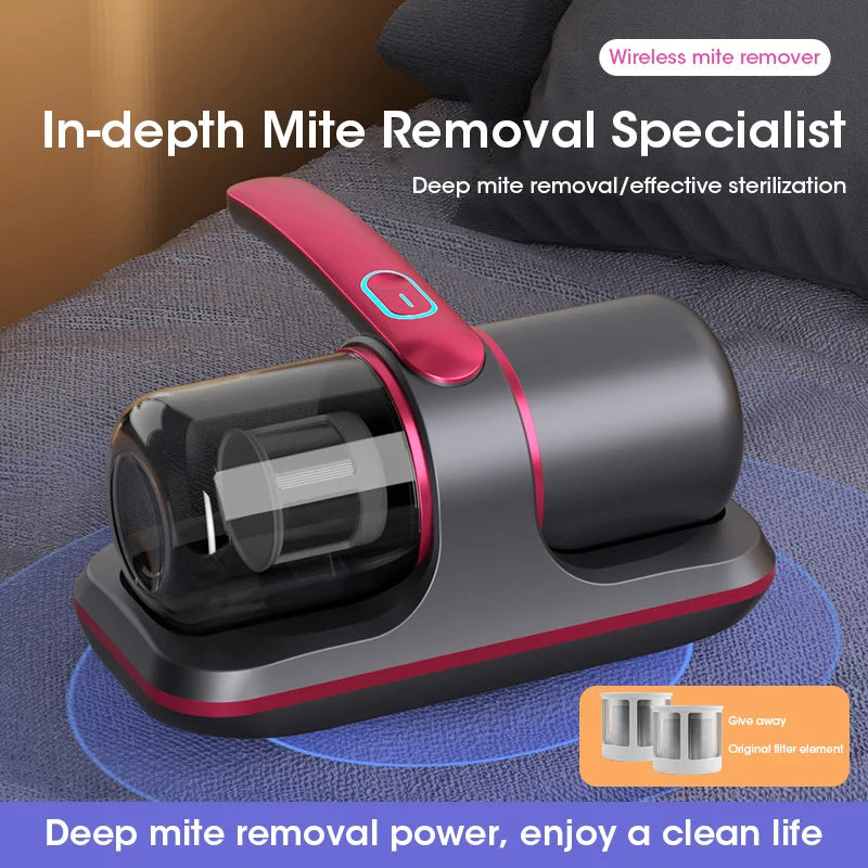 Aspirateur à main sans fil pour élimination des acariens avec lumière UV, 12 kPa, adapté aux allergiques