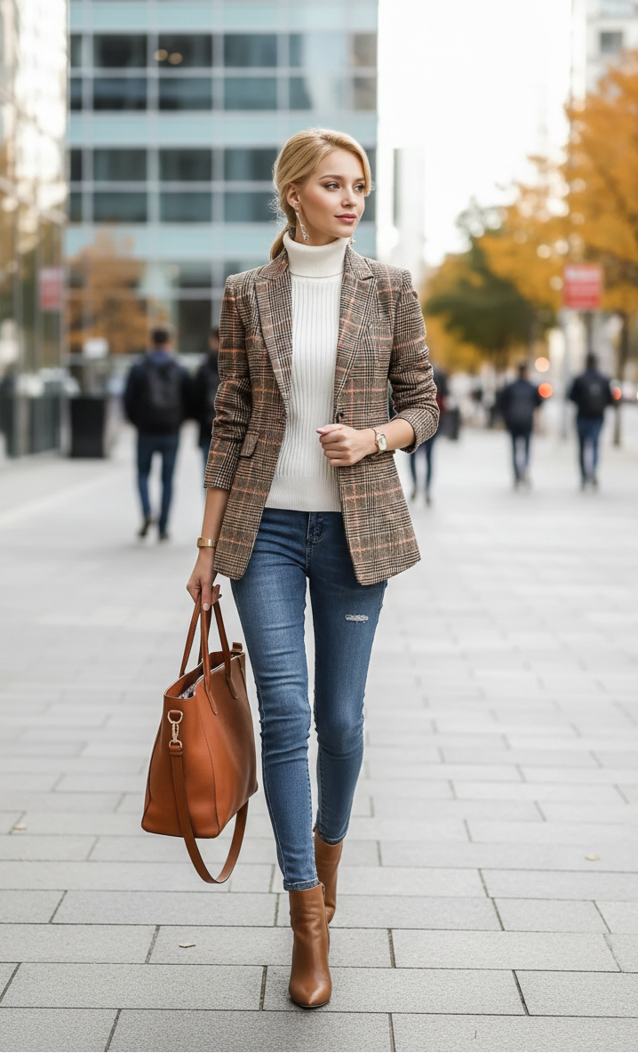 Karierter Damenblazer Elegant & Tailliert