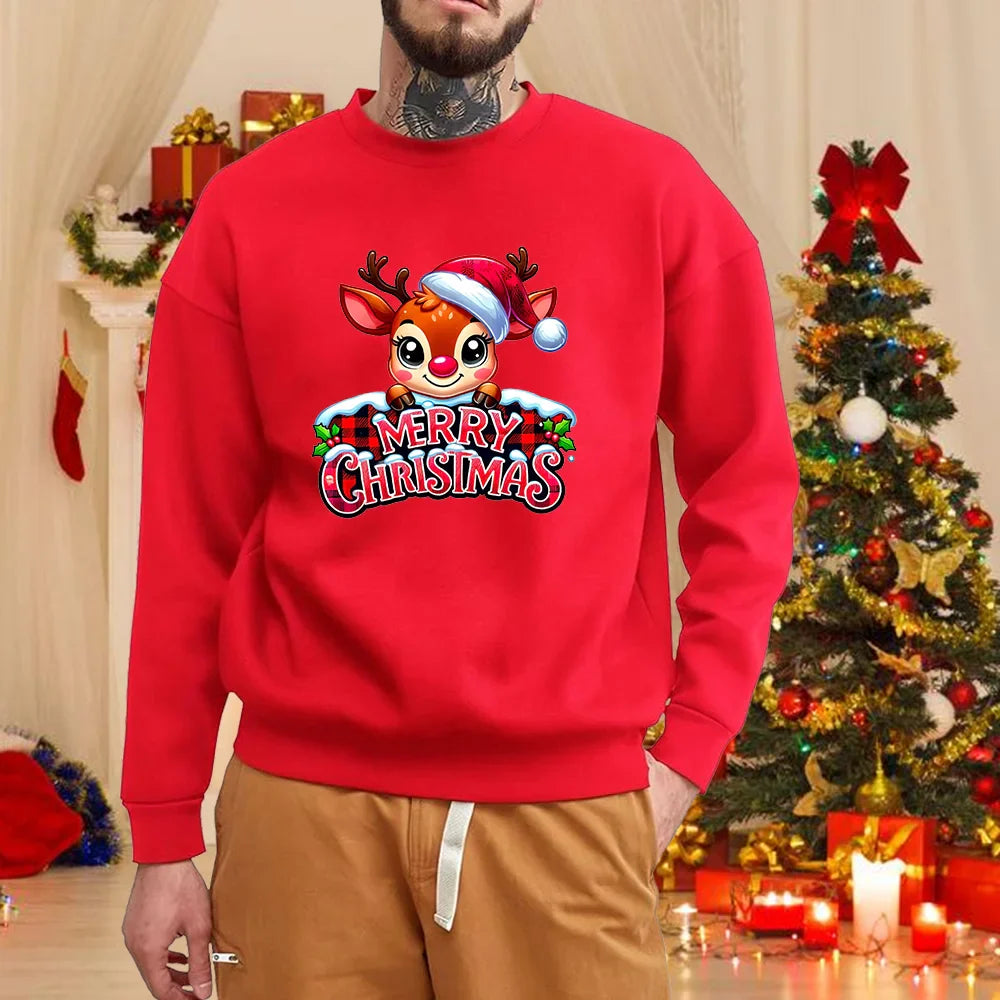 Kerst eland trui voor heren met ronde hals en lange mouwen 6