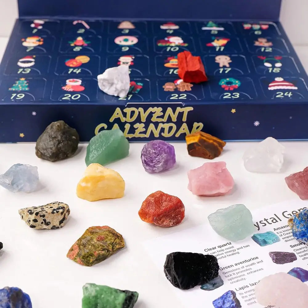 AuroraStein – Adventskalender med 24 naturlige krystaller 2025