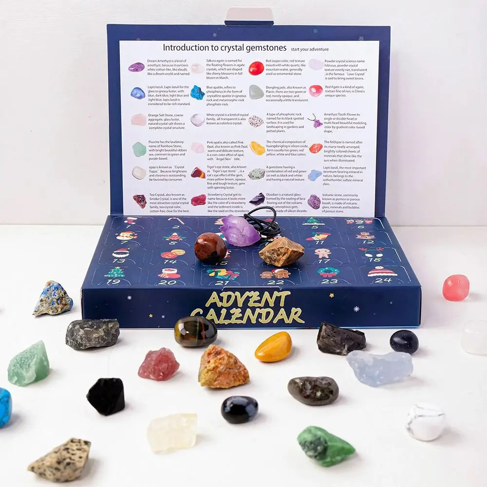 AuroraStein – Adventskalender med 24 naturlige krystaller 2025
