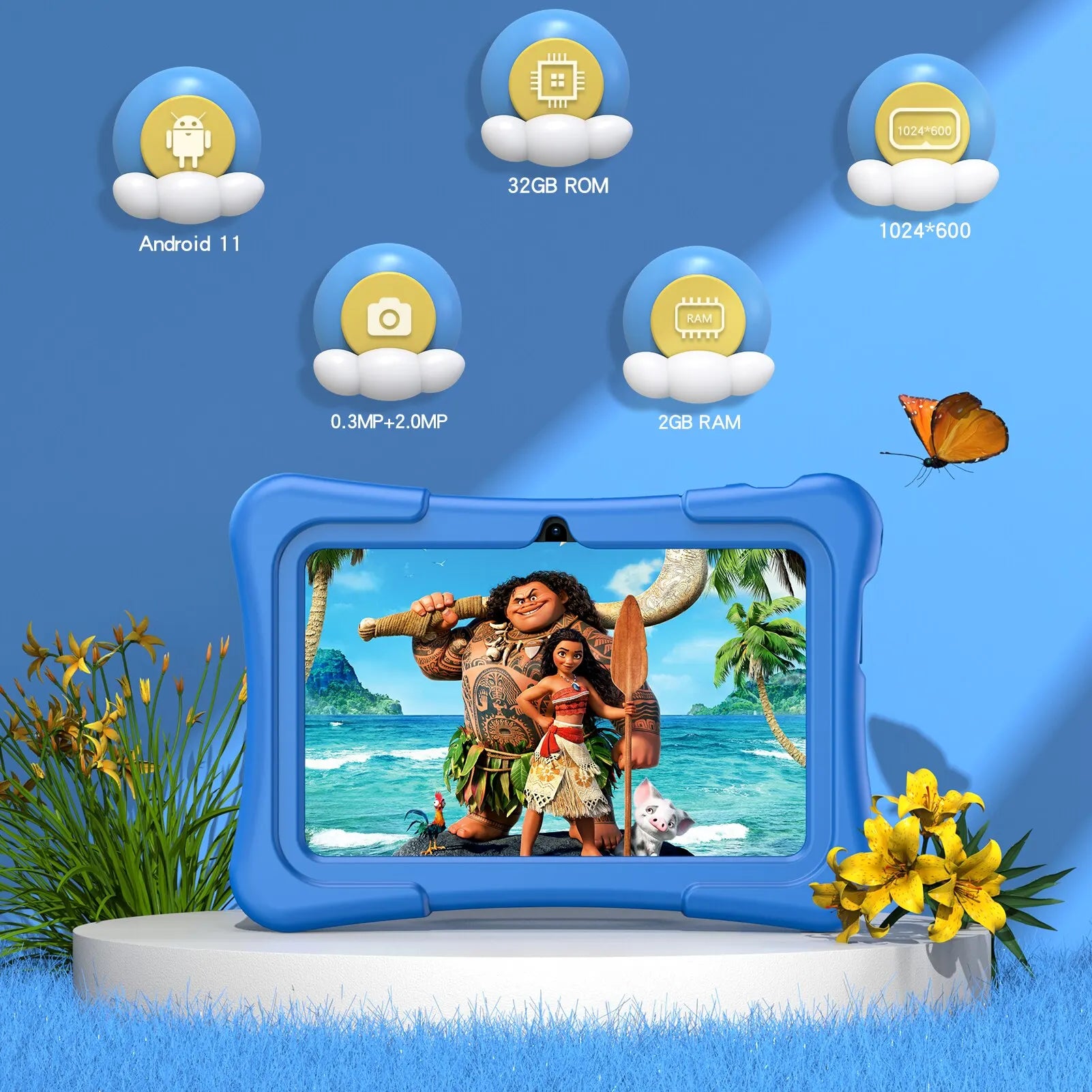 EduTab – Kinder-Tablet 7 Zoll Android 11, 32GB mit Dualkamera
