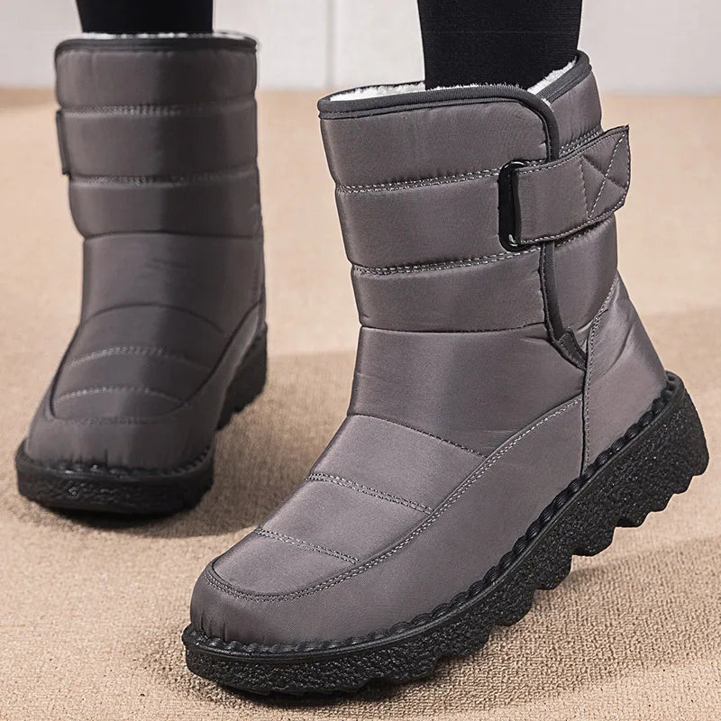 Kira – Scarpe invernali da donna impermeabili con fodera in pelliccia, antiscivolo, nere