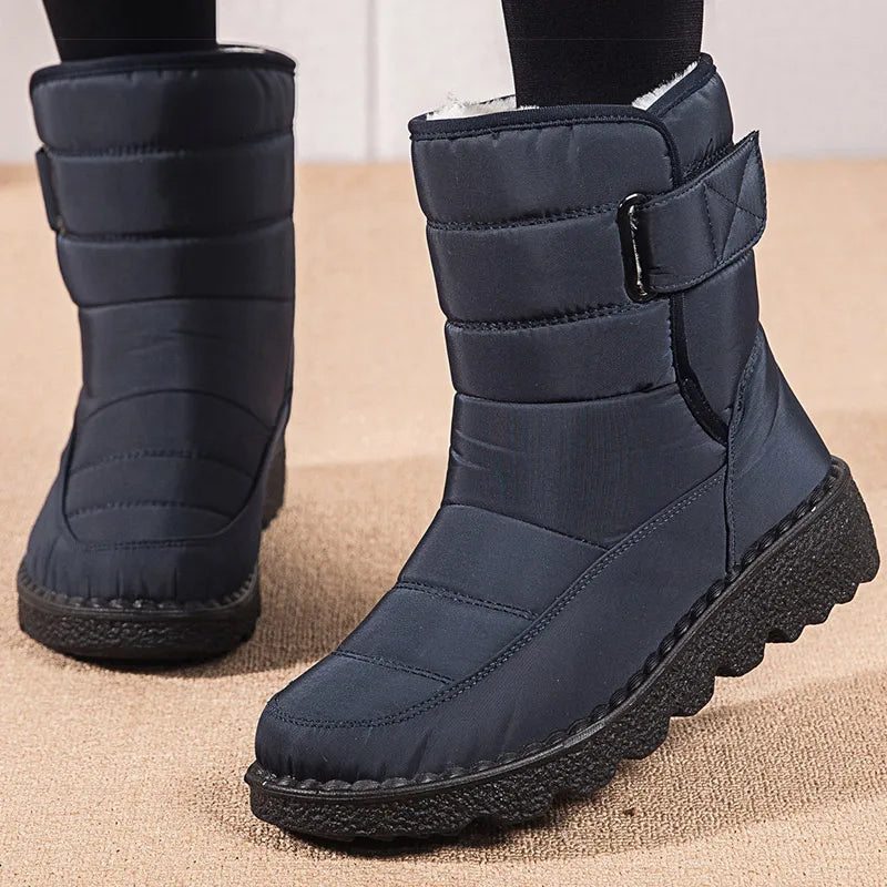 Kira – Scarpe invernali da donna impermeabili con fodera in pelliccia, antiscivolo, nere