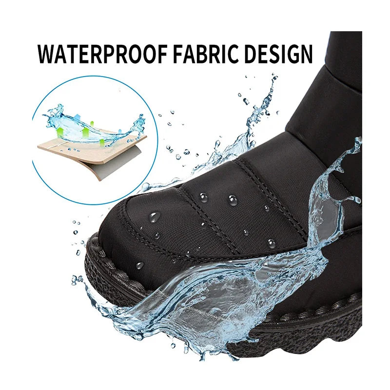 Kira – Scarpe invernali da donna impermeabili con fodera in pelliccia, antiscivolo, nere
