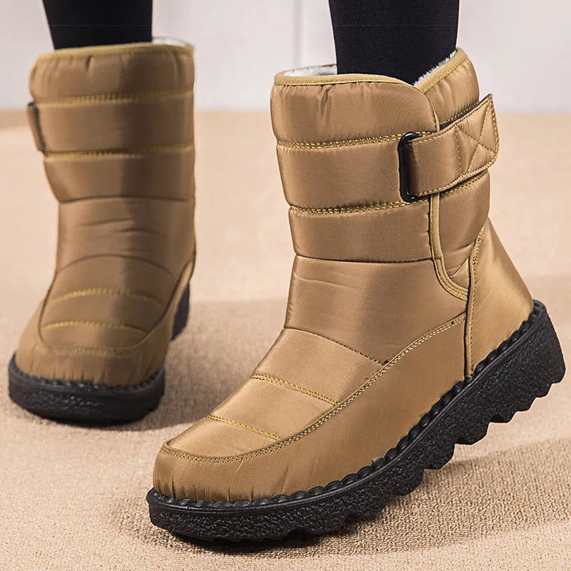 Kira – Scarpe invernali da donna impermeabili con fodera in pelliccia, antiscivolo, nere