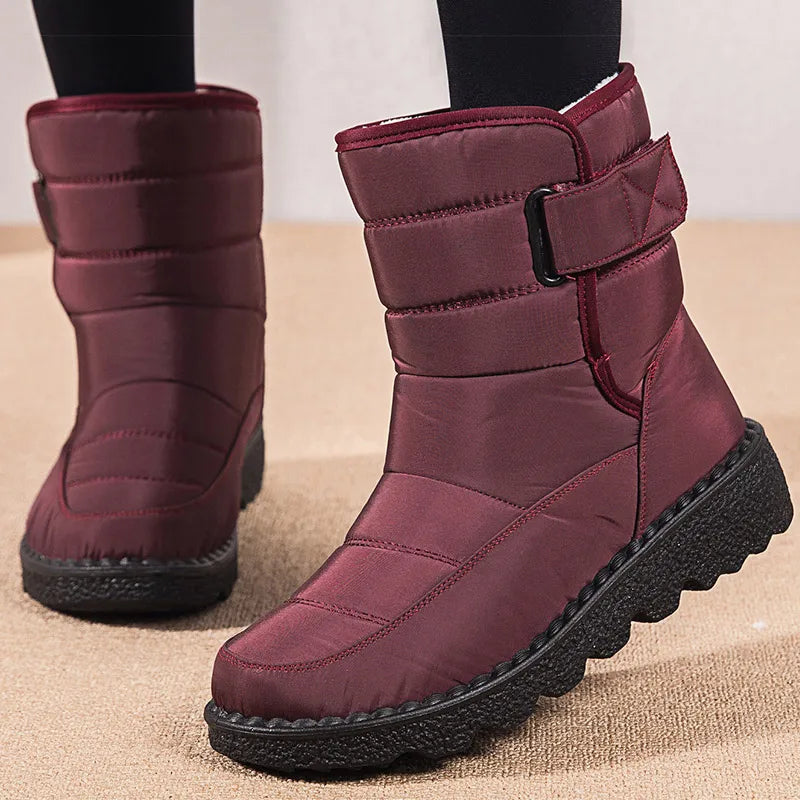 Kira – Scarpe invernali da donna impermeabili con fodera in pelliccia, antiscivolo, nere