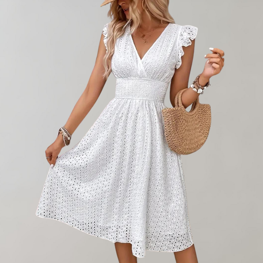 Kleid mit eleganten Rüschenärmeln für den Sommer in stilvollem Design