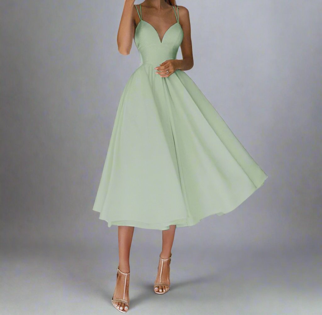 Elegantes Brautjungfernkleid Damen mit V-Ausschnitt & fließendem Stoff
