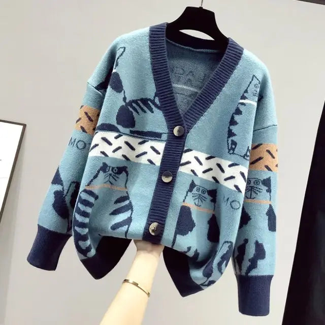 Strickjacke mit Katzenmotiv - Beth