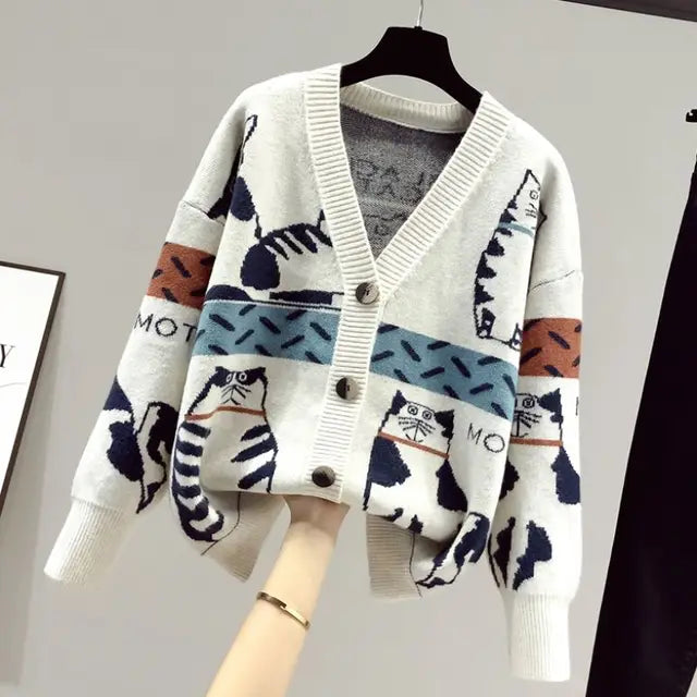 Strickjacke mit Katzenmotiv - Beth