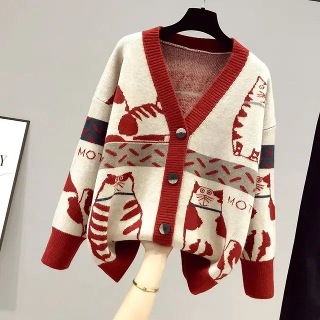 Strickjacke mit Katzenmotiv - Beth