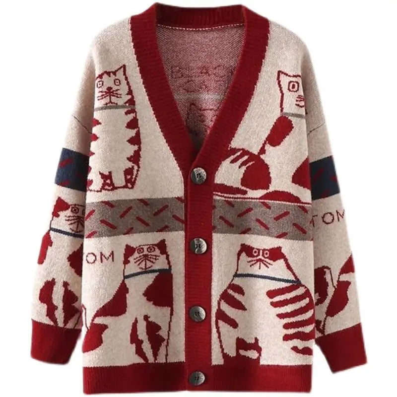 Strickjacke mit Katzenmotiv - Beth