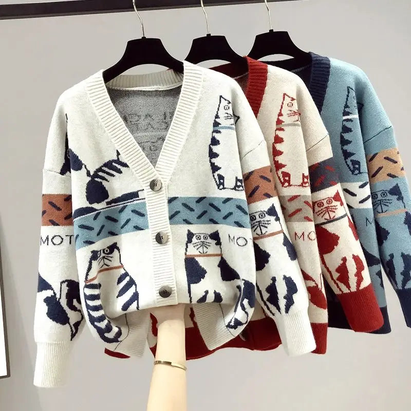Strickjacke mit Katzenmotiv - Beth