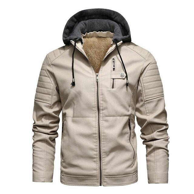 Wasserdichte Jacke aus Leder und Fleece - Jabez