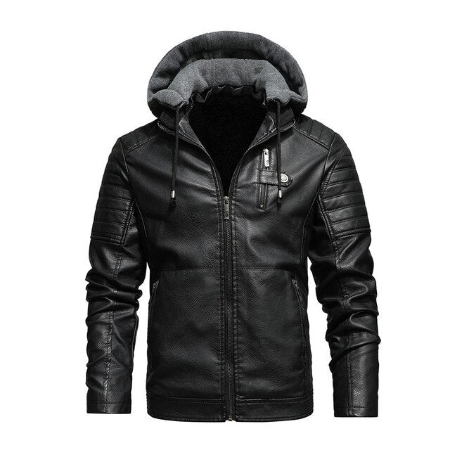 Wasserdichte Jacke aus Leder und Fleece - Jabez