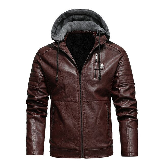 Wasserdichte Jacke aus Leder und Fleece - Jabez