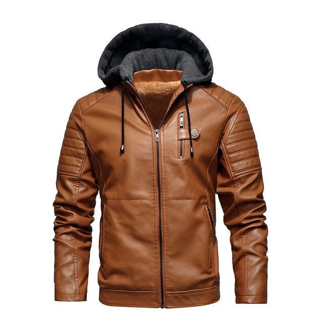 Wasserdichte Jacke aus Leder und Fleece - Jabez