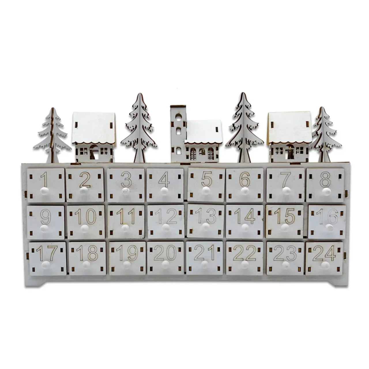 LumiWood – adventskalender med LED & 24 rum julepynt